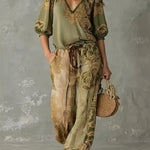 Maribel - Conjunto Elegante con Estampado Bohemio