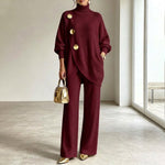 Ana - Conjunto de Punto, Jersey Cuello Alto y Pantalón Ancho