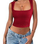 Zeagoo Sleeveless Crop Top Square Neck Tank Top
