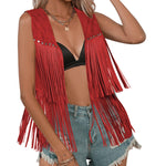 Zeagoo Fringe Vest 70s Cowgirl Costume Faux Suede Rave