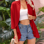 Zeagoo Women's 3/4 Sleeve Draped Ruffles Cardigan