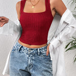 Zeagoo Sleeveless Crop Top Square Neck Tank Top