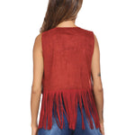 Zeagoo Fringe Vest 70s Cowgirl Costume Faux Suede Rave