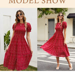 Zeagoo Women's Boho Floral Print Vintage Maxi Dress