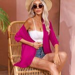 Zeagoo Women's 3/4 Sleeve Draped Ruffles Cardigan