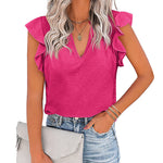 Zeagoo Women's Casual Print Ruffle Sleeve Summer Tops