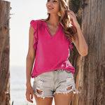 Zeagoo Women's Casual Print Ruffle Sleeve Summer Tops