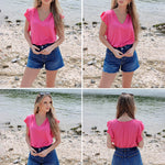 Zeagoo Women's Casual Print Ruffle Sleeve Summer Tops