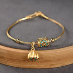 Antique Gold Turquoise Lotus Bracelet