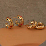 Shimmering Gold Zircon Circle Hoop Earrings
