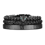 Roman Panther Triple Stack Bracelet Set
