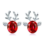 Festive Reindeer Crystal Stud Earrings