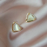Elegant Triangle Earrings with Opal and Crystal
