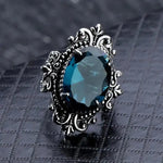 Vintage Silver Oval Blue Zirconia Ring