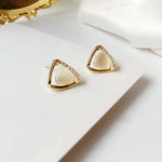 Elegant Triangle Earrings with Opal and Crystal