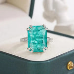 Exquisite Blue Green Moissanite Ring