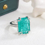 Exquisite Blue Green Moissanite Ring