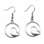 Vintage Bird Charm Drop Earrings – Handmade Boho Jewelry