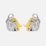 Silver and Gold Two-Tone Hug Earrings