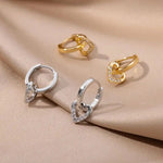 Hollow Zirconia Heart Earrings