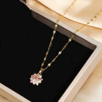 Romantic Sakura Rose Necklace in Stainless Steel