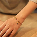 Antique Gold Turquoise Lotus Bracelet