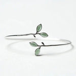 Timeless Silver Opal Leaf Bangle Bracelet