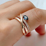 Vintage Rose Gold Cross Cubic Zirconia Ring