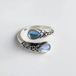 Vintage Adjustable Silver Blue Stone Ring