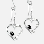 Yaritza™ – Silver Paw & Heart Drop Earrings