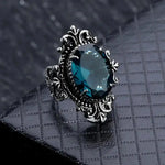 Vintage Silver Oval Blue Zirconia Ring