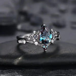 Gun Black Sapphire Zirconia Ring Set