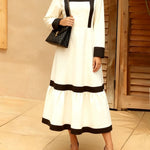 Zeagoo Women's Chic Square Neck Color Block Maxi Dress