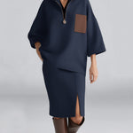 Zeagoo Women's Casual Hoodie and Slit Skirt Matching Set