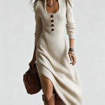 Zeagoo Women's Boho Asymmetric Cut Ribbed Knit Dress