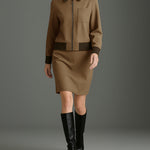 Zeagoo Women's Chic Faux Suede Jacket and Mini Skirt Set