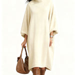 Zeagoo Women's Comfort Turtleneck Balloon Sleeve Loose Dress