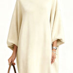 Zeagoo Women's Comfort Turtleneck Balloon Sleeve Loose Dress