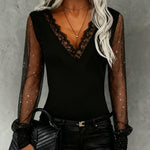 Zeagoo Sparkling Sheer Sleeves Lace Collar Top for Women Elegant Date Night Party 2026 | Under $40