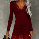 Zeagoo Elegant Lace-Trimmed Knit Dress for Women Casual Summer Vacation 2026