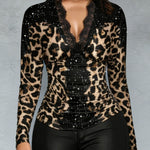 Zeagoo Leopard Printed Lace Patchwork Blouse for Women Elegant Date Night Party 2026 | Under