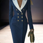 Zeagoo Women's Business Casual Striped Midi Blazer Dress