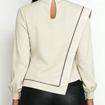 Zeagoo Unique Draped Neck Asymmetrical Blouse for Women Casual Work Office Loose Fit 2026 | Under $40