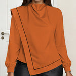 Zeagoo Unique Draped Neck Asymmetrical Blouse for Women Casual Work Office Loose Fit 2026 | Under $40