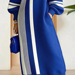 Zeagoo Women's Casual Contrast Color Stripe Design Dress