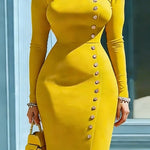 Zeagoo Elegant Button Accent Bodycon Midi Dress for Women Casual Elegant Summer 2026 Work Brunch