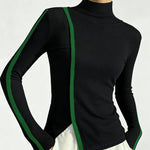 Zeagoo Elegant Contrast Piping Turtleneck Knit Undershirt for Women Casual Work Office Loose Fit 2026 | Under $25