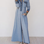 Zeagoo Women's Comfy Loose Fit Contrast Color V-Neck Jumpsuit