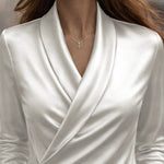 Zeagoo Elegant Stretchy Satin Shawl Collar Blouse for Women Elegant Office Work Dressy 2026 | Under $40