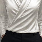 Zeagoo Elegant Stretchy Satin Shawl Collar Blouse for Women Elegant Office Work Dressy 2026 | Under $40
